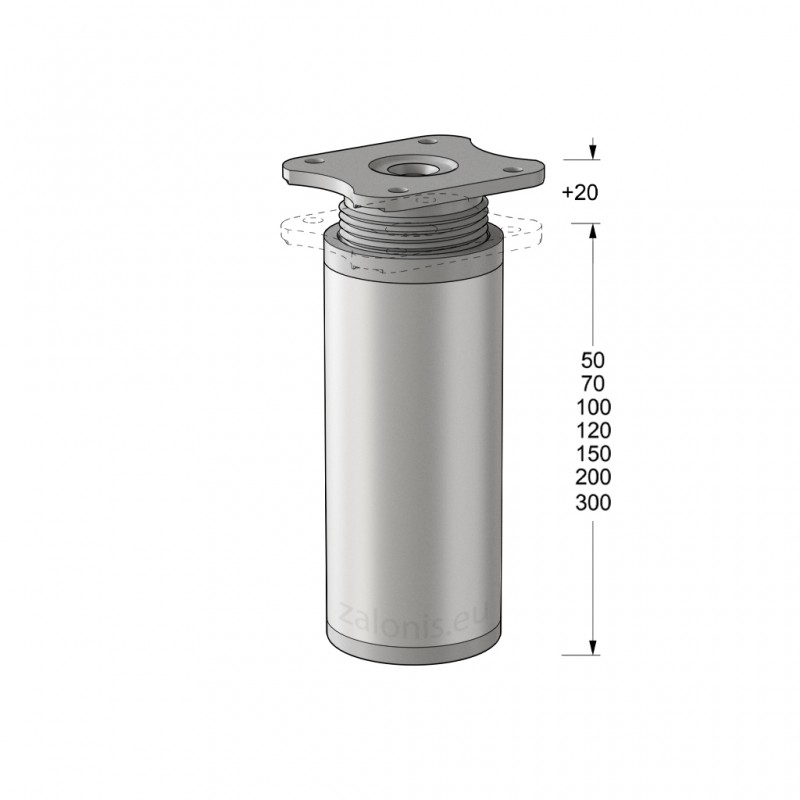 LEG KM D.40 / MAT ALUMINIUM FURNITURE LEGS